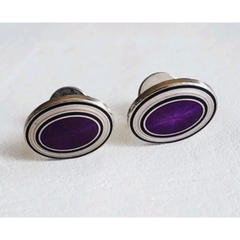 Cufflinks Genuine Charles Tyrwhitt Blue Enameled Silver-Plated Square Made in UK